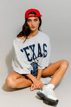 Load image into Gallery viewer, Texas&#39; Graphic Oversized Cropped Top Grey Navy
