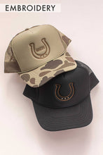 Load image into Gallery viewer, Horseshoe Western Trucker Hat Cap: Olive/Camo
