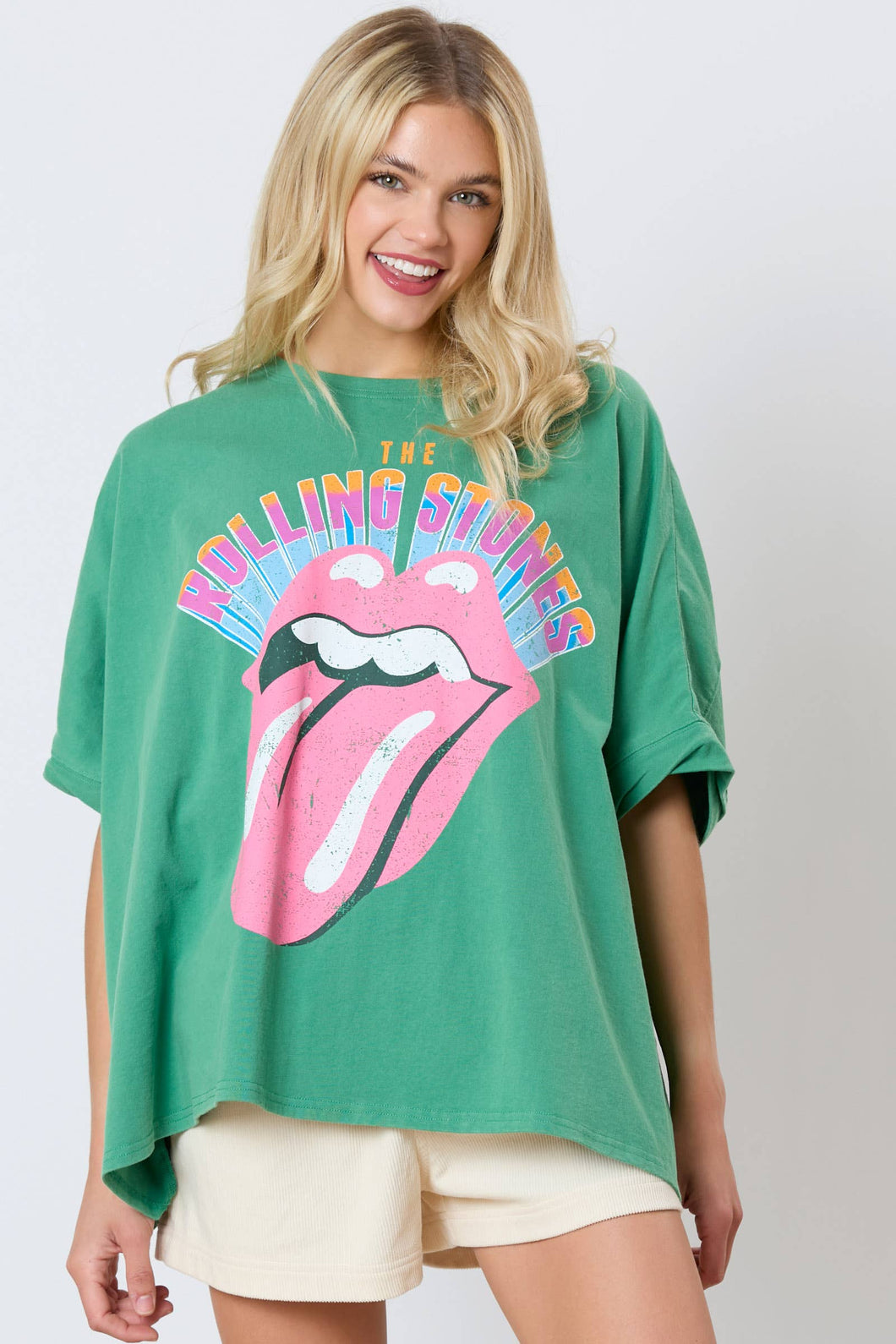 Rolling Stones Graphic Oversized T-Shirt - DEEP GREEN