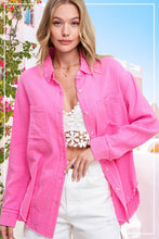 Load image into Gallery viewer, Candy Pink Soft Washed Gauze Button Down Top
