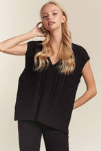 Load image into Gallery viewer, Black V-neck Sleeveless Openside Sweater Vest
