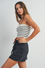 Load image into Gallery viewer, Ivory/Black Striped Tube Top
