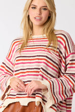 Load image into Gallery viewer, Dusty Pink Multi Color Stripe Loose Fit Sweater
