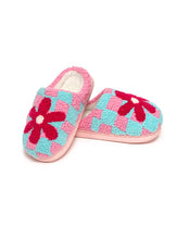 Load image into Gallery viewer, Kids Checker w/Red Flower Slippers
