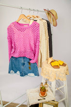 Load image into Gallery viewer, Pink Oversized Tunic Hole Knit Sweater Top
