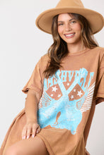 Load image into Gallery viewer, Washed Brown &#39;Nashville &#39; Graphic Prints Tee Dress
