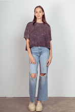 Load image into Gallery viewer, Charcoal Oversized Washed Crop Knit Top
