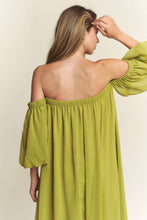 Load image into Gallery viewer, Take A Moment Chiffon Off Shoulder Maxi Dress- Chartreuse
