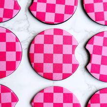 Load image into Gallery viewer, Pink Checkerboard Car Coasters
