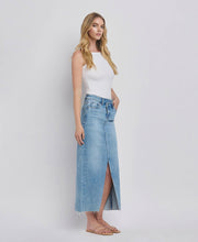 Load image into Gallery viewer, Criss Cross Front Slit Maxi Denim Skirt
