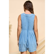 Load image into Gallery viewer, Dreamy Denim Pleated Romper Pleated
