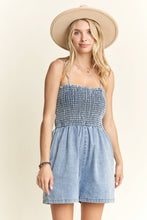 Load image into Gallery viewer, Summer Nights Denim Smocked Romper
