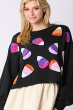 Load image into Gallery viewer, Halloween Candy Corn Embroidery Cropped Sweatshirt
