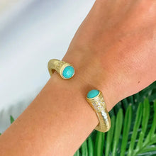 Load image into Gallery viewer, Turquoise Gold Hinge Cuff Bracelets
