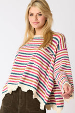 Load image into Gallery viewer, Dusty Pink Multi Color Stripe Loose Fit Sweater
