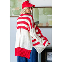 Load image into Gallery viewer, Stripe Mix Oversize Cardigan: Red Combo
