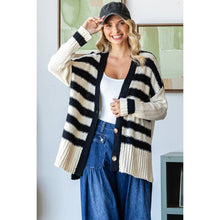 Load image into Gallery viewer, Stripe Mix Oversize Cardigan: Red Combo
