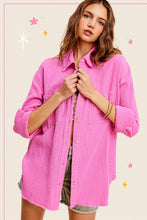 Load image into Gallery viewer, Candy Pink Soft Washed Gauze Button Down Top
