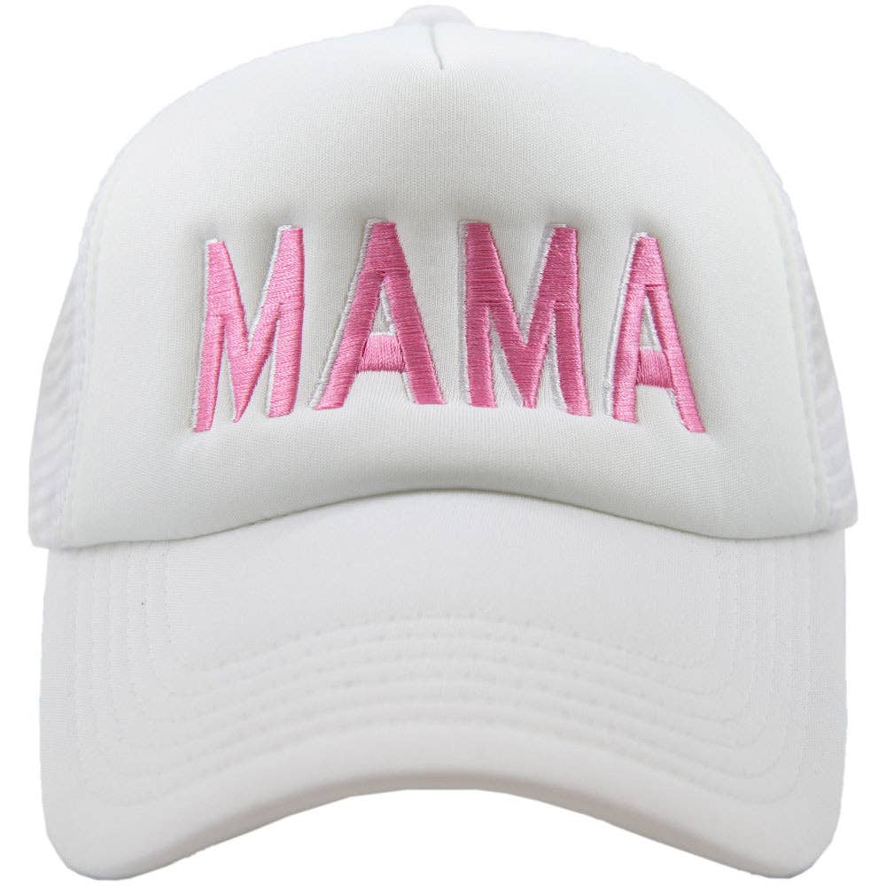MAMA (Pink and White) Trucker Hat White