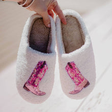 Load image into Gallery viewer, Pink Sequin Kicking Boots Slippers
