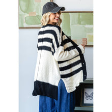 Load image into Gallery viewer, Stripe Mix Oversize Cardigan: Red Combo
