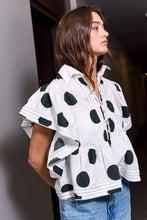 Load image into Gallery viewer, Polka Dot Ruffle Sleeves Print Top
