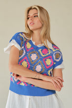 Load image into Gallery viewer, Deep Blue Flower Crochet Vest
