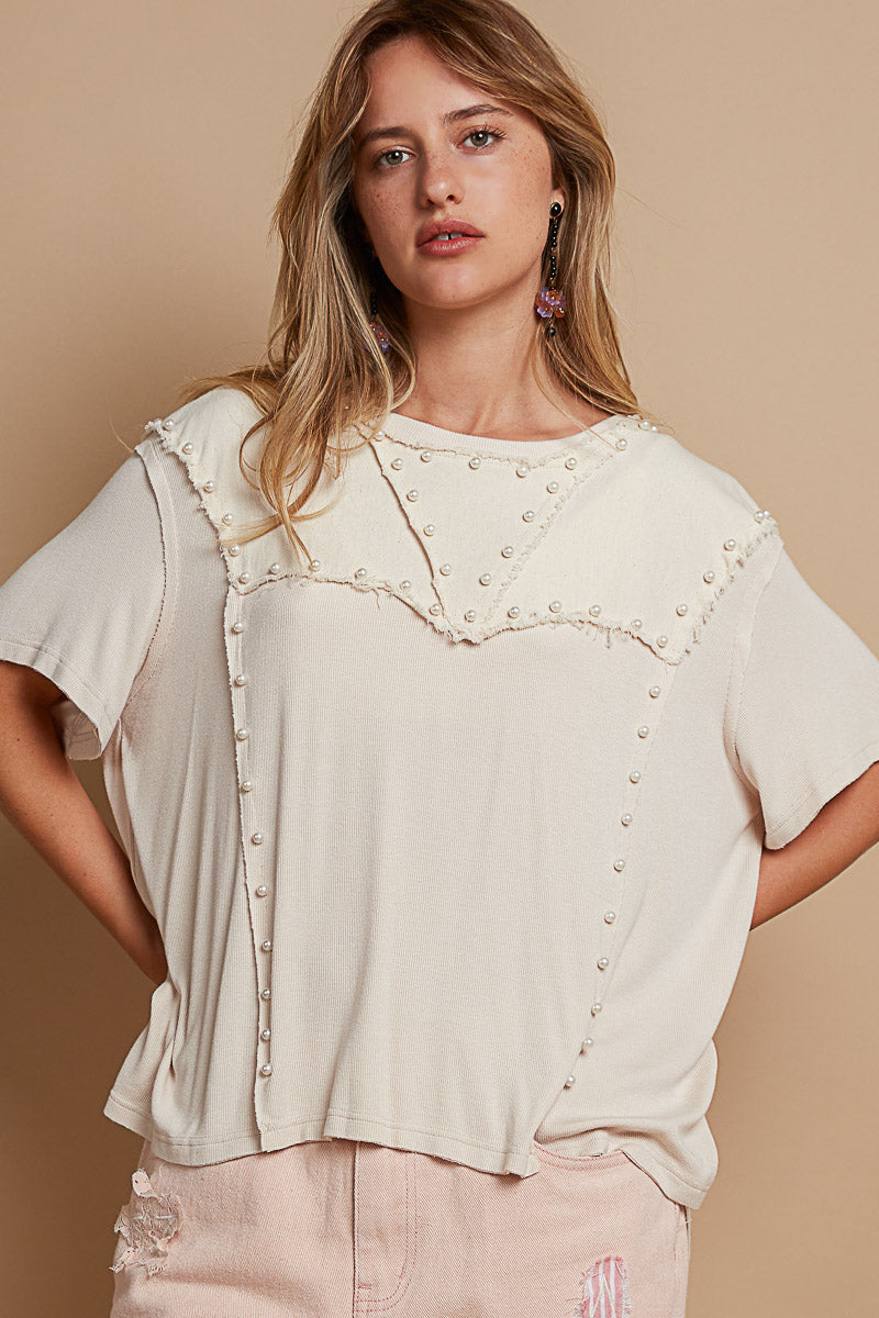 Pearl Beaded Ivory Top