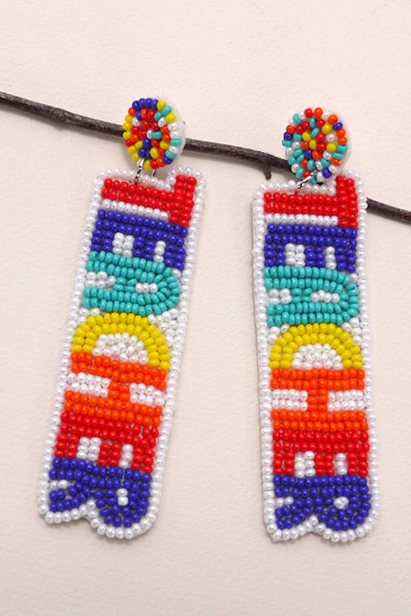 Teacher Rainbow Drop Beaded Earrings