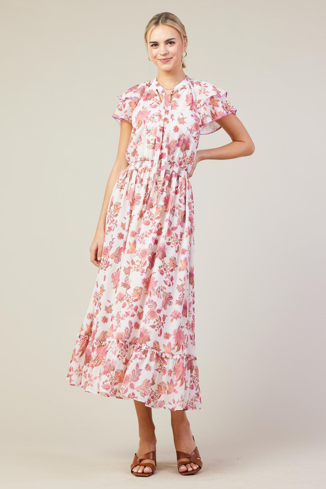 Pure Bliss Floral Midi Dress