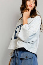 Load image into Gallery viewer, Texas&#39; Graphic Oversized Cropped Top Grey Navy
