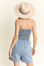 Load image into Gallery viewer, Summer Nights Denim Smocked Romper
