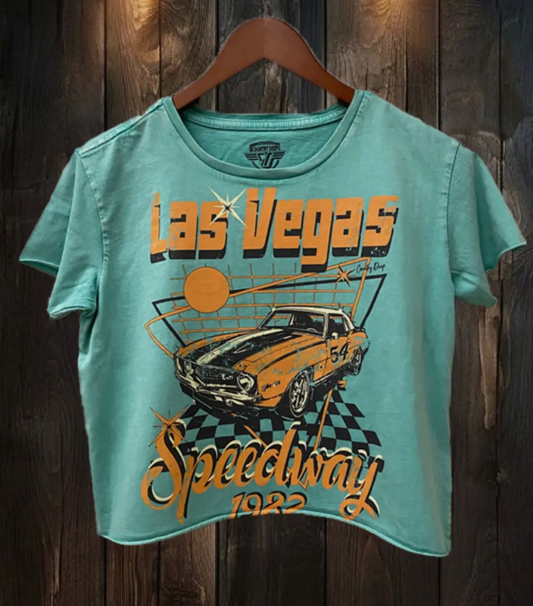 Las Vegas Speedway Regular Cropped Acid Wash Tee