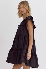 Load image into Gallery viewer, Midnight Whisper Black Ruffle Dress
