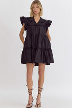 Load image into Gallery viewer, Midnight Whisper Black Ruffle Dress
