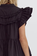 Load image into Gallery viewer, Midnight Whisper Black Ruffle Dress
