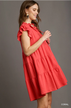Load image into Gallery viewer, Cherry Red Ruffle Mini Dress
