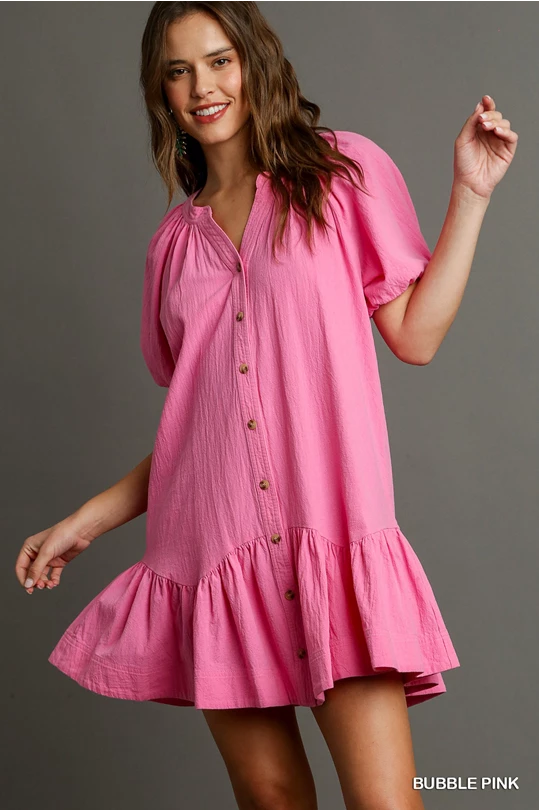 Bubblegum Pink Pleated Dress