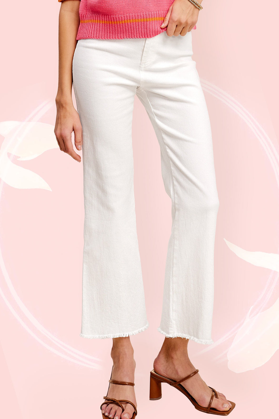 White Soft Washed High Rise Pants