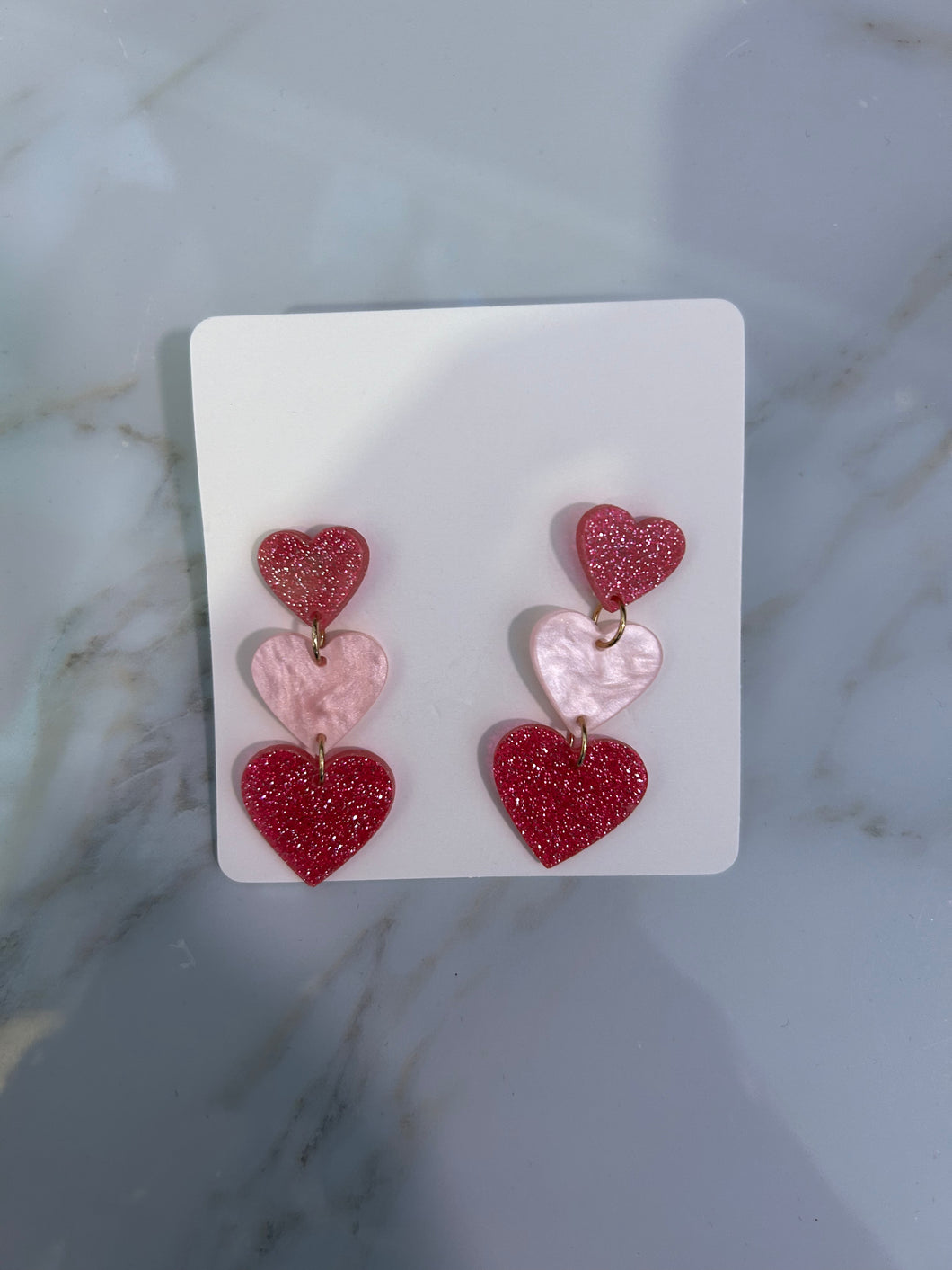 Glitter Heart Dangle Earrings