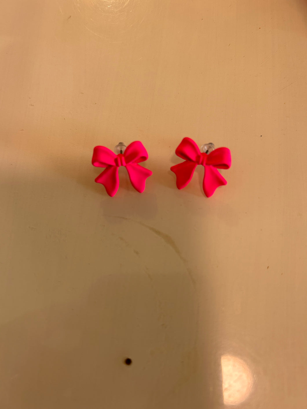 Neon Pink Bow Earrings