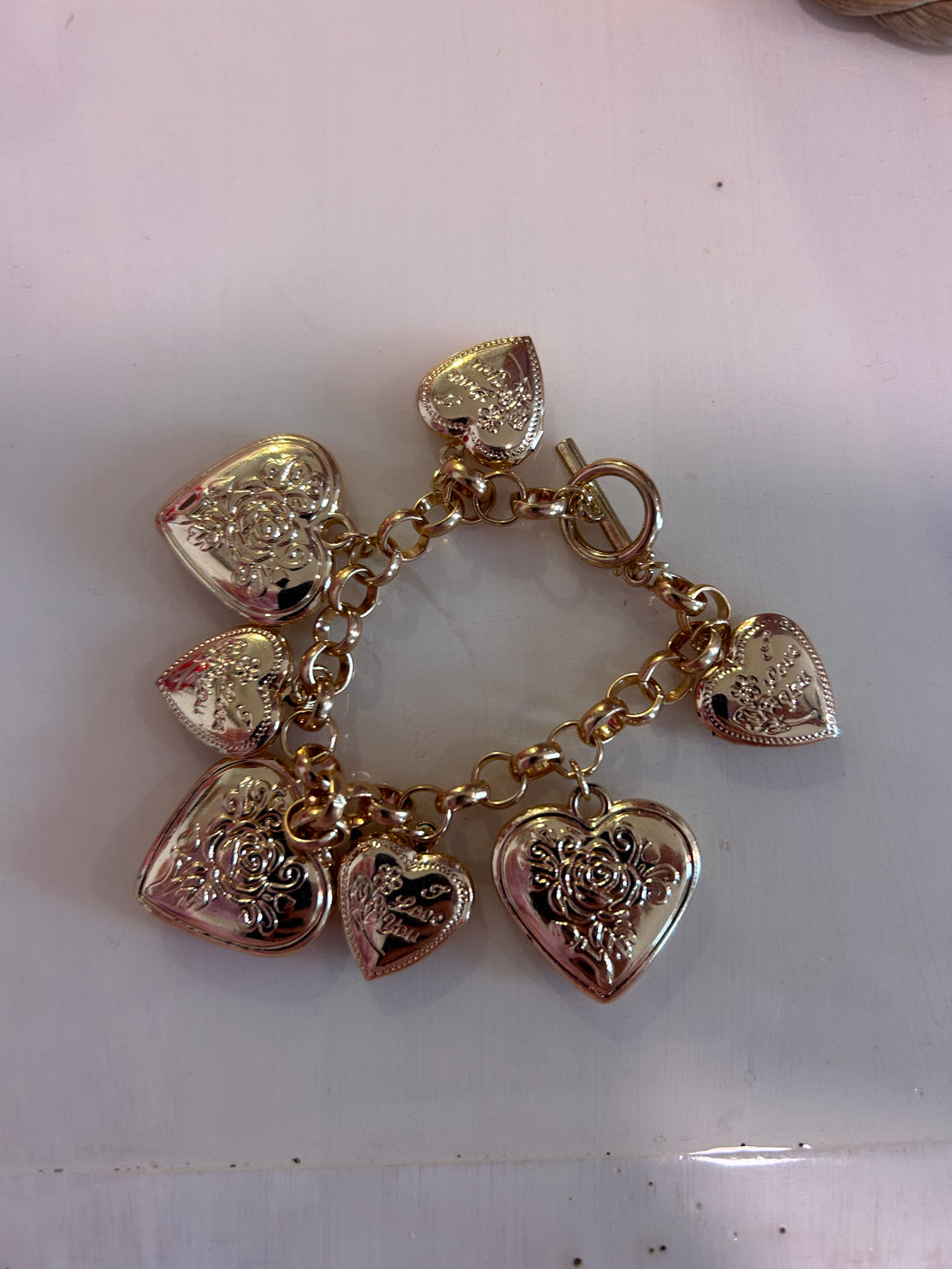 Vintage Heart Charm Bracelet