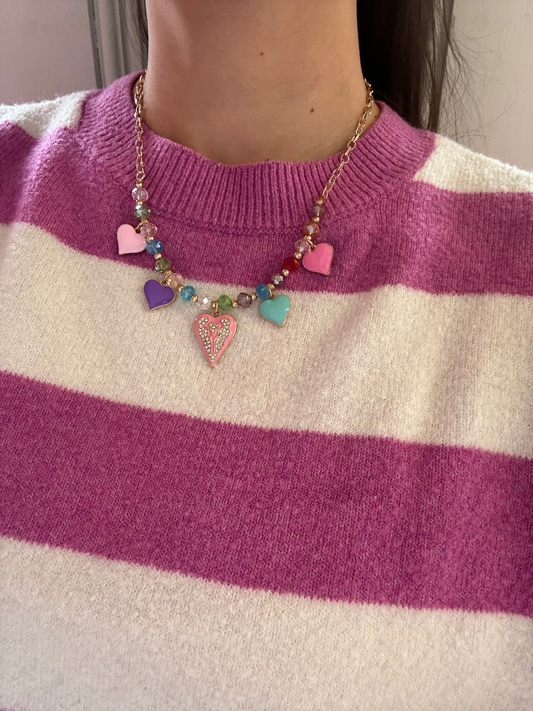 Jewel Heart Charm Necklace