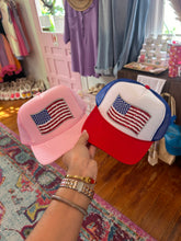 Load image into Gallery viewer, Sequin American Flag Truckers
