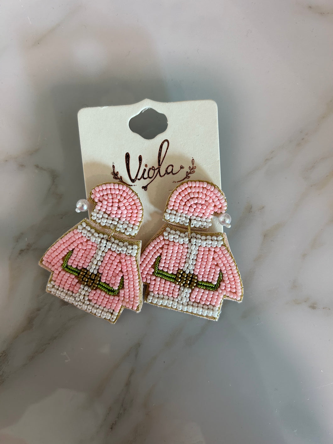 Beaded Pink Elf Earrings