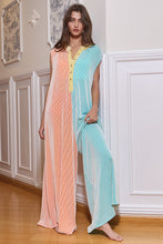 Load image into Gallery viewer, Give It A Pop Orange Turquoise Ribbed Jumpsuit
