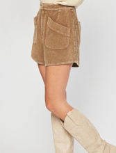 Load image into Gallery viewer, Camel Suede Ribbed Shorts
