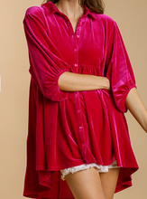 Load image into Gallery viewer, Sunset Dreams Magenta High Low Velvet Tunic
