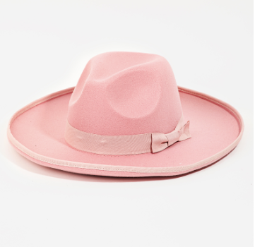 Pinky Ribbon Tie Felt Hat
