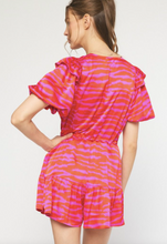 Load image into Gallery viewer, Pink and Red Silk Striped Romper
